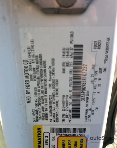2014 Ford Fusion Titanium from USA, damaged, VIN 3FA6P0K98ER107232